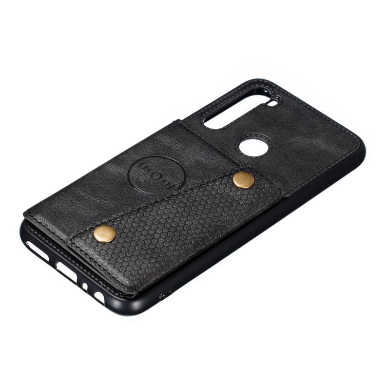 Rivet Decor PU Leather + TPU Phone Case with Card Slots and Built-in Magnetic Holder Metal Sheet for Xiaomi Redmi Note 8 - Black-3