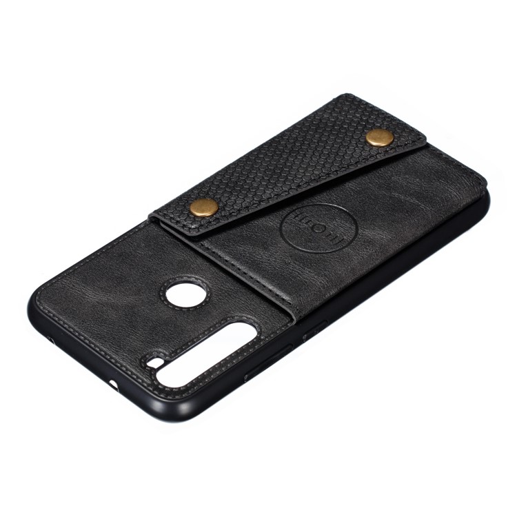 Rivet Decor PU Leather + TPU Phone Case with Card Slots and Built-in Magnetic Holder Metal Sheet for Xiaomi Redmi Note 8 - Black-4