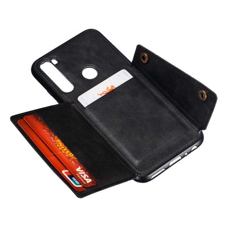 Rivet Decor PU Leather + TPU Phone Case with Card Slots and Built-in Magnetic Holder Metal Sheet for Xiaomi Redmi Note 8 - Black-5