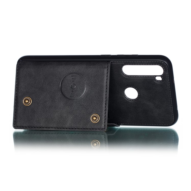 Rivet Decor PU Leather + TPU Phone Case with Card Slots and Built-in Magnetic Holder Metal Sheet for Xiaomi Redmi Note 8 - Black-6