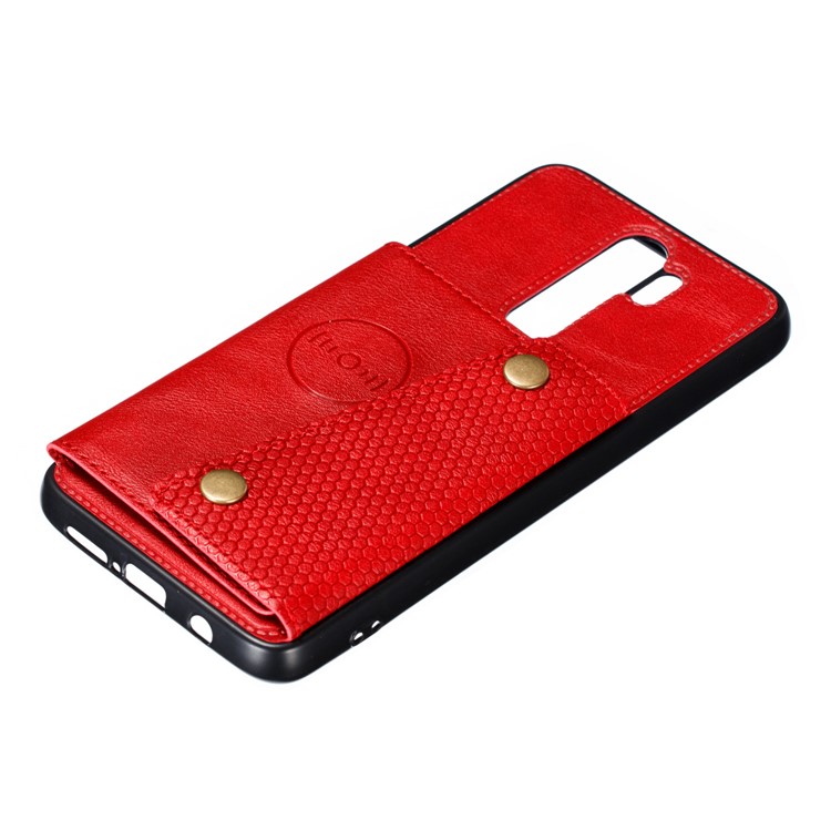 PU Leather + TPU Phone Case with Card Slots and Built-in Magnetic Holder Metal Sheet for Xiaomi Redmi Note 8 Pro - Red-4