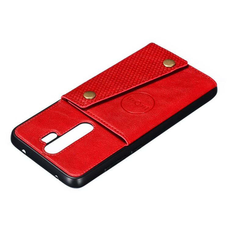 PU Leather + TPU Phone Case with Card Slots and Built-in Magnetic Holder Metal Sheet for Xiaomi Redmi Note 8 Pro - Red-5