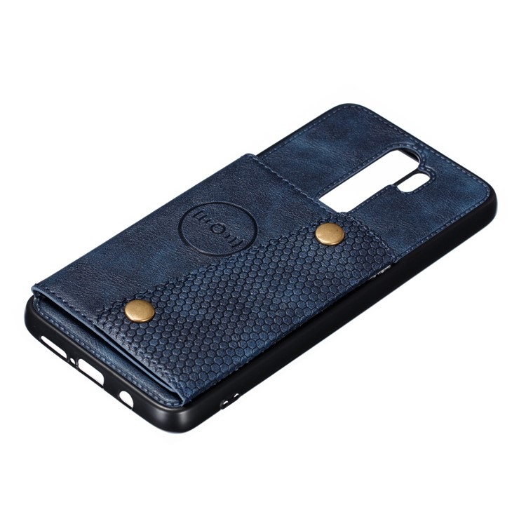 PU Leather + TPU Phone Case with Card Slots and Built-in Magnetic Holder Metal Sheet for Xiaomi Redmi Note 8 Pro - Blue-3