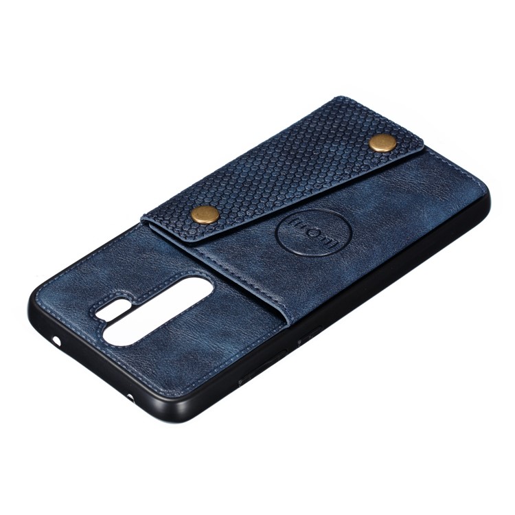 PU Leather + TPU Phone Case with Card Slots and Built-in Magnetic Holder Metal Sheet for Xiaomi Redmi Note 8 Pro - Blue-4