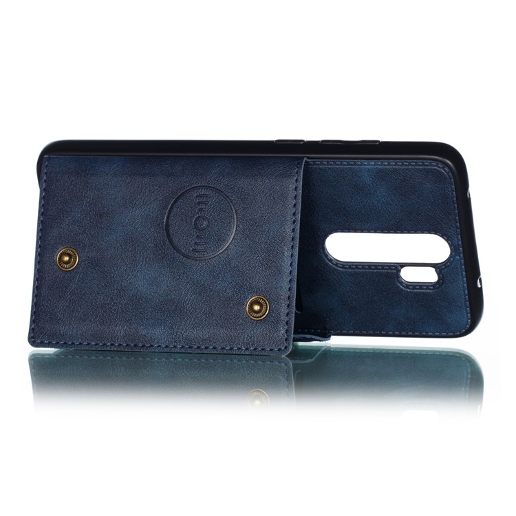 PU Leather + TPU Phone Case with Card Slots and Built-in Magnetic Holder Metal Sheet for Xiaomi Redmi Note 8 Pro - Blue-6