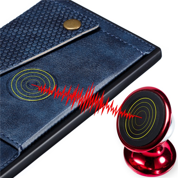 PU Leather + TPU Phone Case with Card Slots and Built-in Magnetic Holder Metal Sheet for Xiaomi Redmi Note 8 Pro - Blue-7
