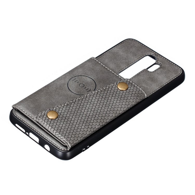PU Leather + TPU Phone Case with Card Slots and Built-in Magnetic Holder Metal Sheet for Xiaomi Redmi Note 8 Pro - Grey-3