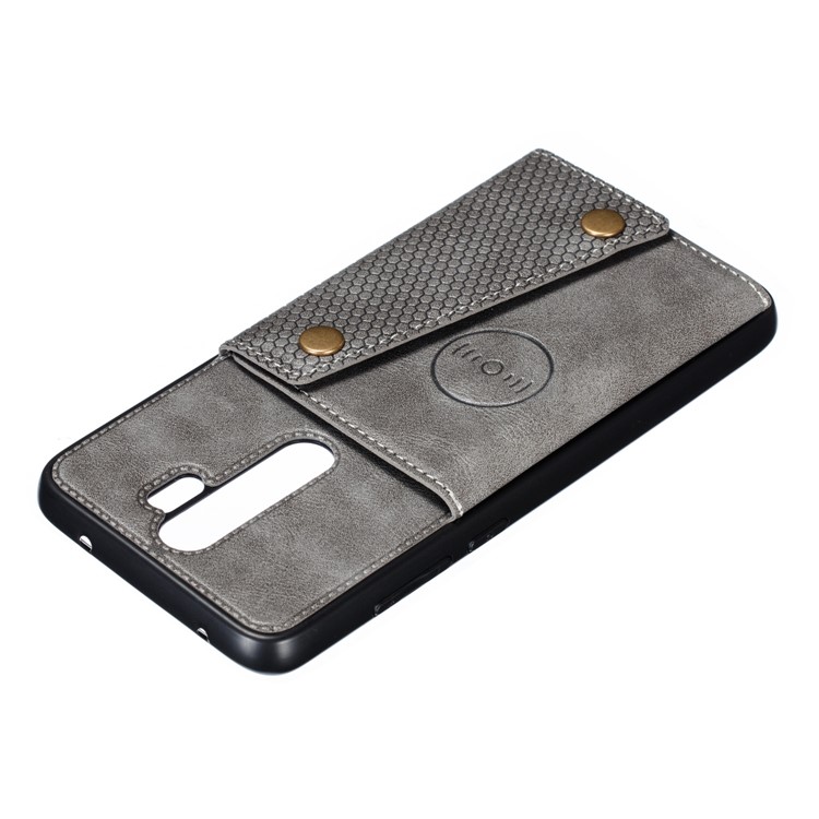 PU Leather + TPU Phone Case with Card Slots and Built-in Magnetic Holder Metal Sheet for Xiaomi Redmi Note 8 Pro - Grey-4