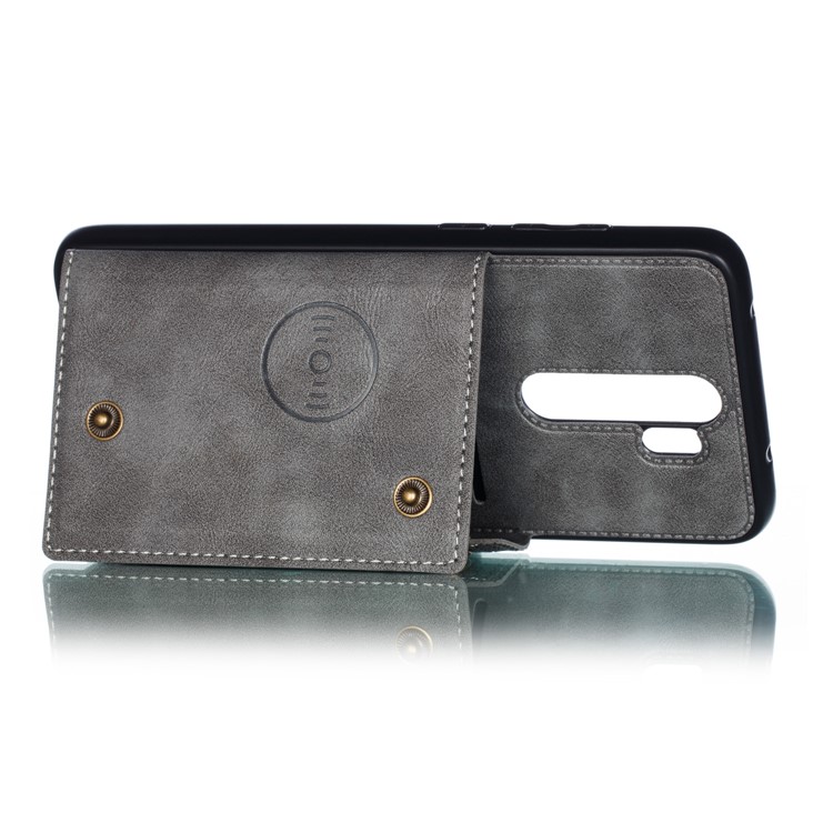 PU Leather + TPU Phone Case with Card Slots and Built-in Magnetic Holder Metal Sheet for Xiaomi Redmi Note 8 Pro - Grey-6