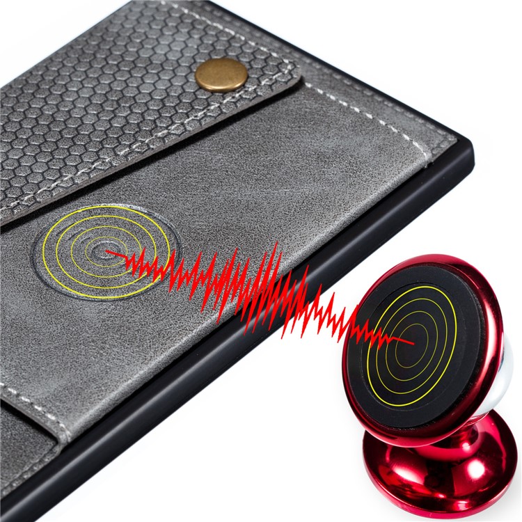 PU Leather + TPU Phone Case with Card Slots and Built-in Magnetic Holder Metal Sheet for Xiaomi Redmi Note 8 Pro - Grey-7