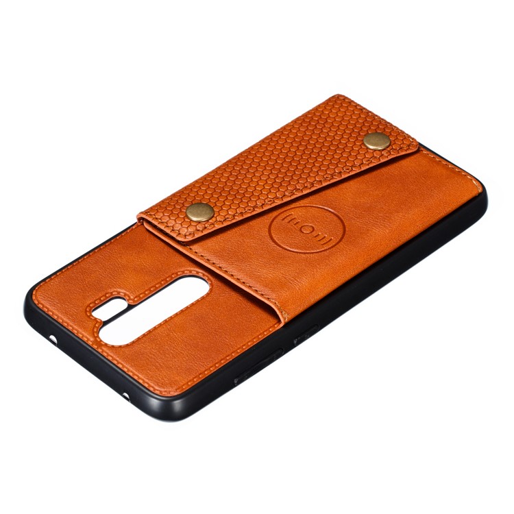 PU Leather + TPU Phone Case with Card Slots and Built-in Magnetic Holder Metal Sheet for Xiaomi Redmi Note 8 Pro - Brown-4