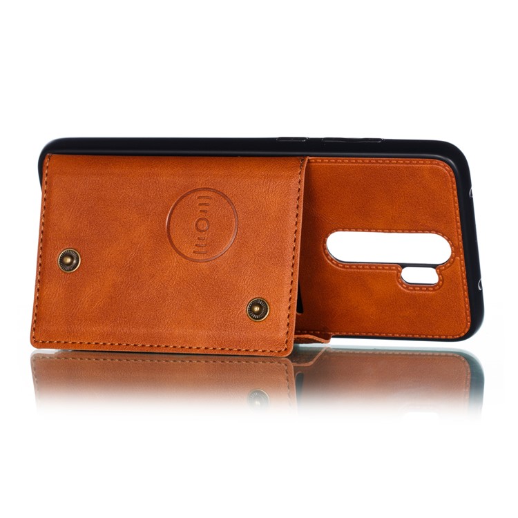 PU Leather + TPU Phone Case with Card Slots and Built-in Magnetic Holder Metal Sheet for Xiaomi Redmi Note 8 Pro - Brown-6