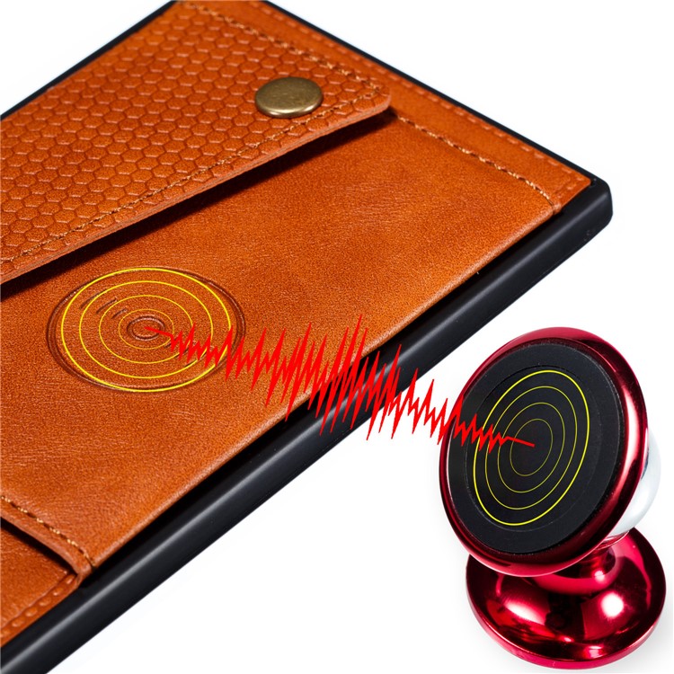 PU Leather + TPU Phone Case with Card Slots and Built-in Magnetic Holder Metal Sheet for Xiaomi Redmi Note 8 Pro - Brown-7