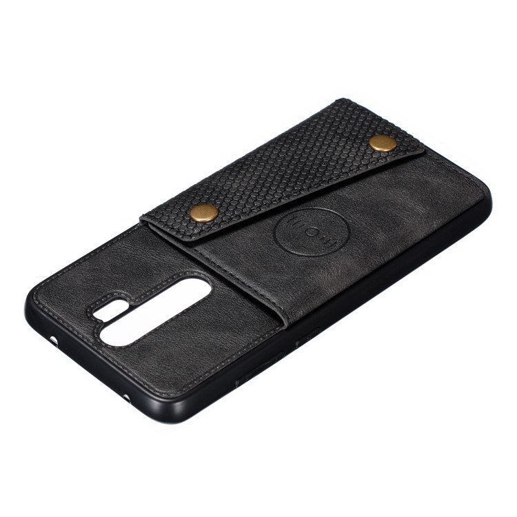 PU Leather + TPU Phone Case with Card Slots and Built-in Magnetic Holder Metal Sheet for Xiaomi Redmi Note 8 Pro - Black-4
