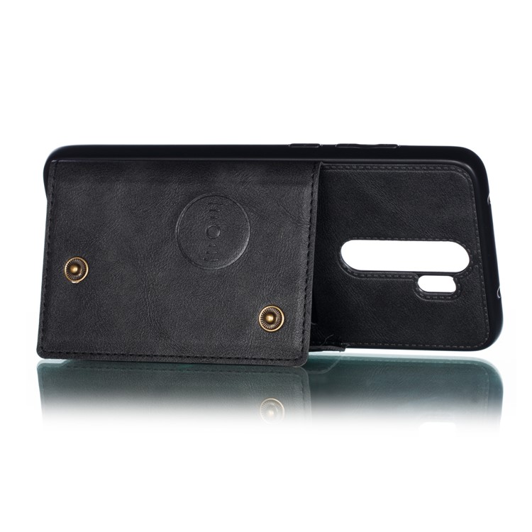 PU Leather + TPU Phone Case with Card Slots and Built-in Magnetic Holder Metal Sheet for Xiaomi Redmi Note 8 Pro - Black-6