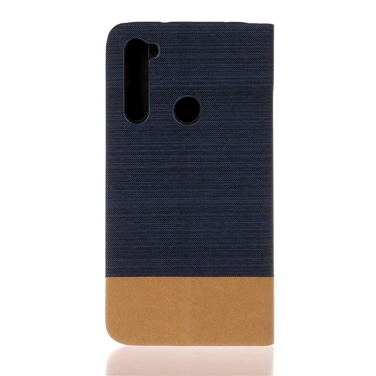 Two-tone Linen Skin Leather Flip Case for Xiaomi Redmi Note 8 - Blue-2