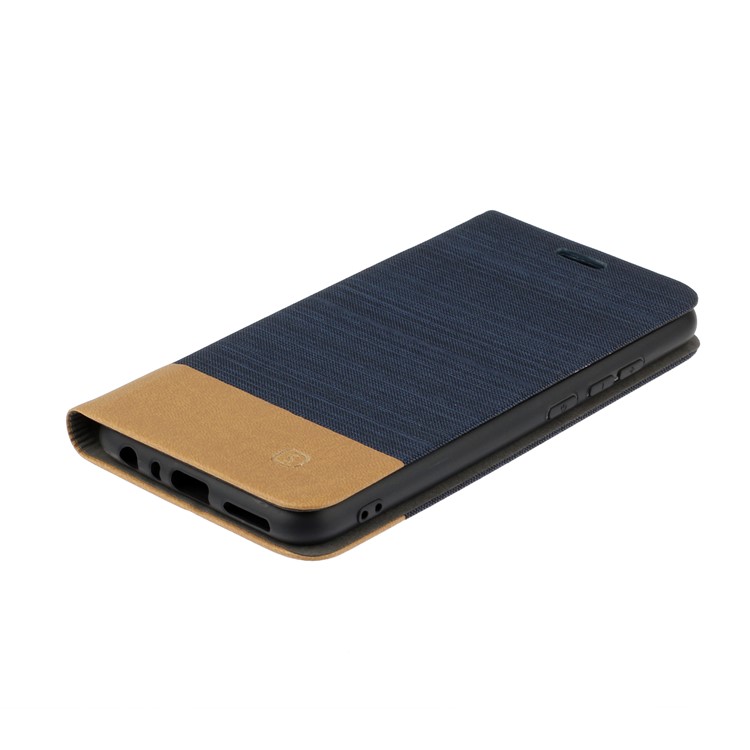 Two-tone Linen Skin Leather Flip Case for Xiaomi Redmi Note 8 - Blue-3