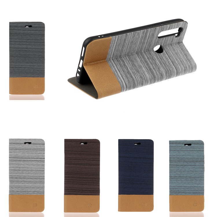 Two-tone Linen Skin Leather Flip Case for Xiaomi Redmi Note 8 - Blue-6