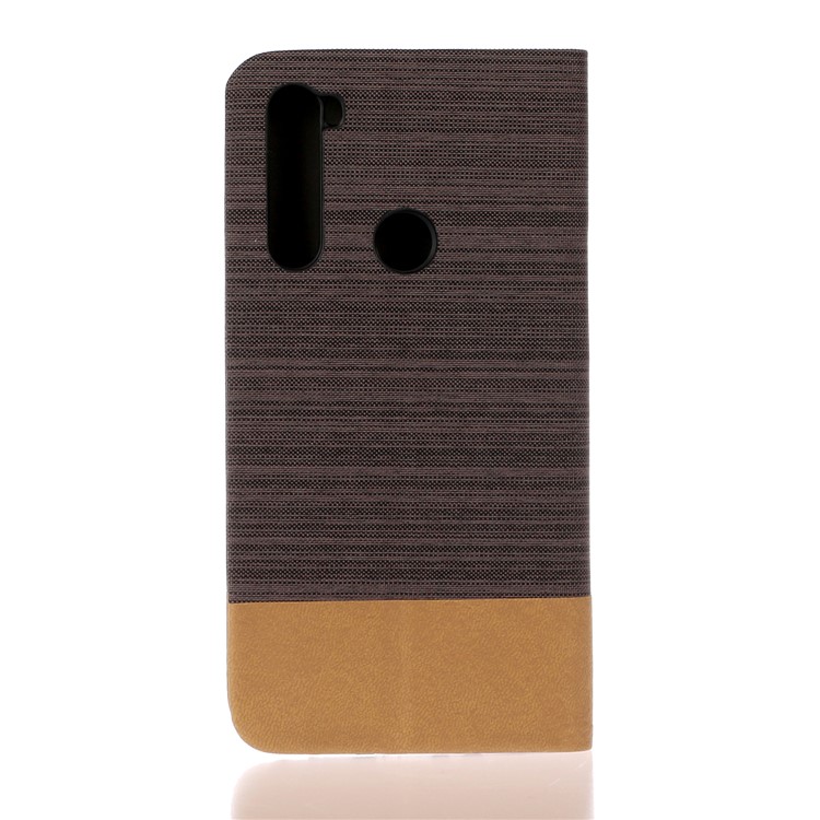 Two-tone Linen Skin Leather Flip Case for Xiaomi Redmi Note 8 - Coffee-2