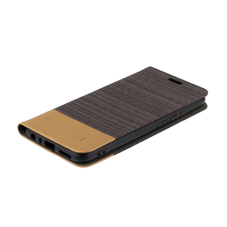 Two-tone Linen Skin Leather Flip Case for Xiaomi Redmi Note 8 - Coffee-3