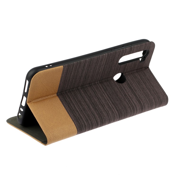 Two-tone Linen Skin Leather Flip Case for Xiaomi Redmi Note 8 - Coffee-4
