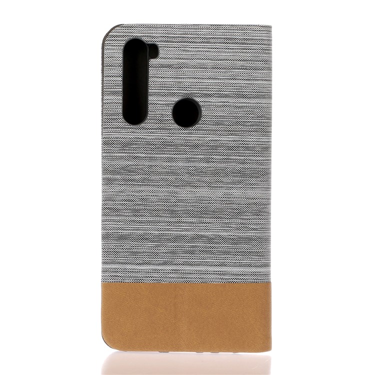 Two-tone Linen Skin Leather Flip Case for Xiaomi Redmi Note 8 - Light Grey-2