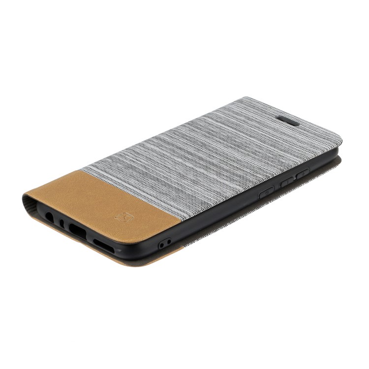 Two-tone Linen Skin Leather Flip Case for Xiaomi Redmi Note 8 - Light Grey-3