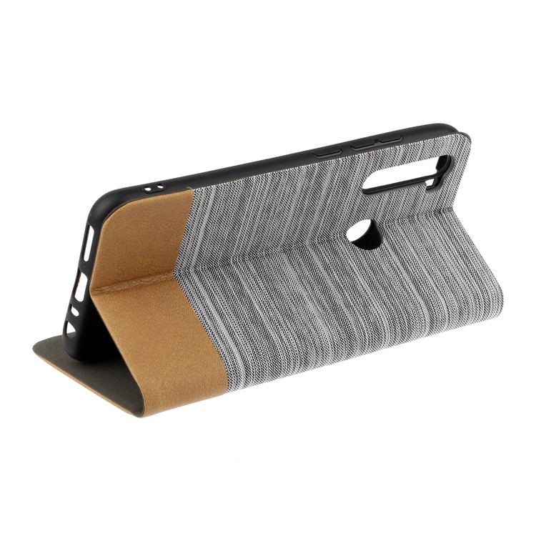 Two-tone Linen Skin Leather Flip Case for Xiaomi Redmi Note 8 - Light Grey-4