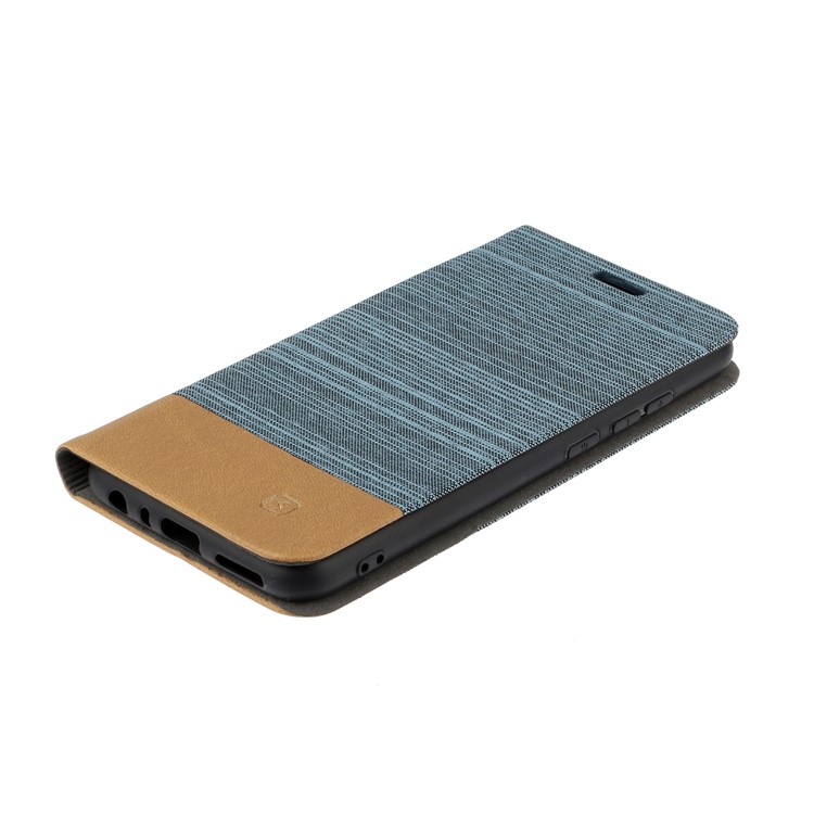 Two-tone Linen Skin Leather Flip Case for Xiaomi Redmi Note 8 - Baby Blue-3