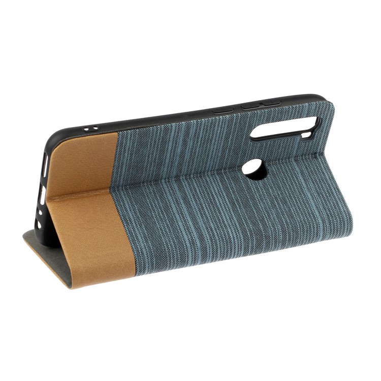 Two-tone Linen Skin Leather Flip Case for Xiaomi Redmi Note 8 - Baby Blue-4