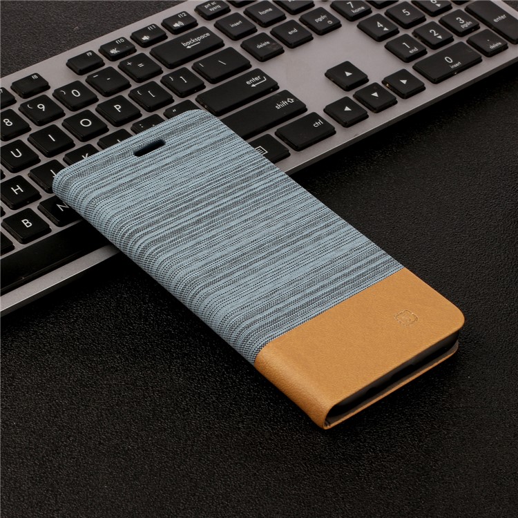 Two-tone Linen Skin Leather Flip Case for Xiaomi Redmi Note 8 - Baby Blue-5