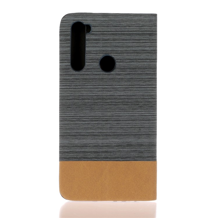Two-tone Linen Skin Leather Flip Case for Xiaomi Redmi Note 8 - Dark Grey-2