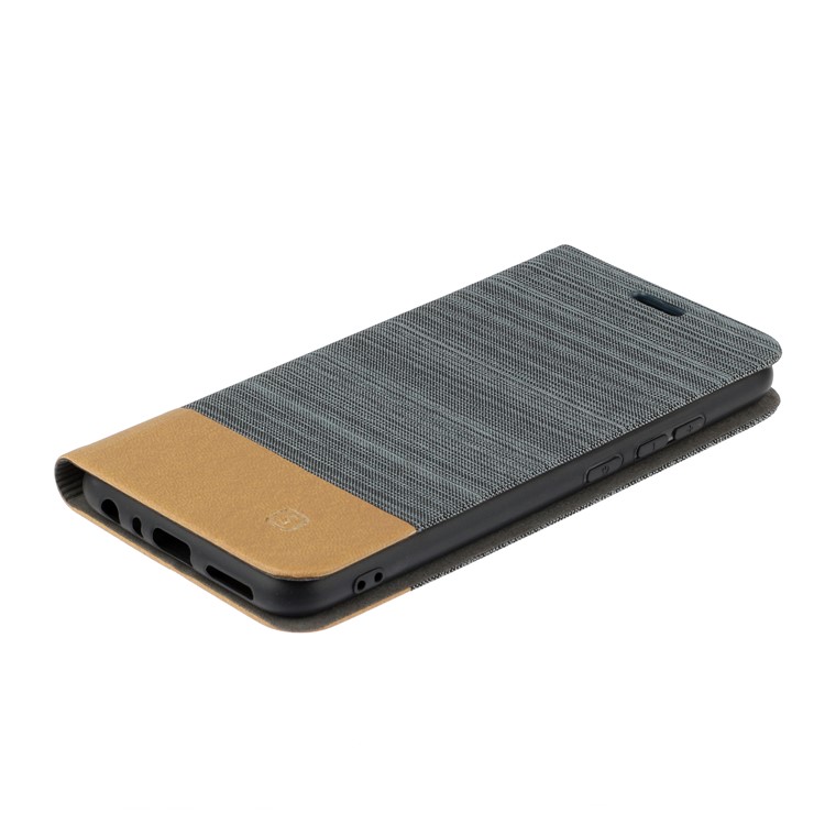 Two-tone Linen Skin Leather Flip Case for Xiaomi Redmi Note 8 - Dark Grey-3