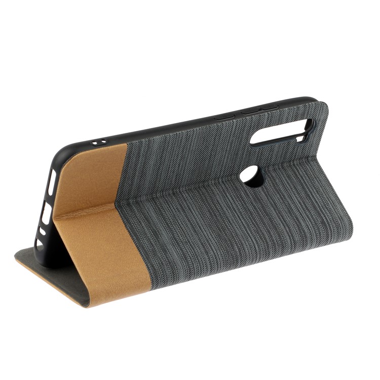 Two-tone Linen Skin Leather Flip Case for Xiaomi Redmi Note 8 - Dark Grey-4