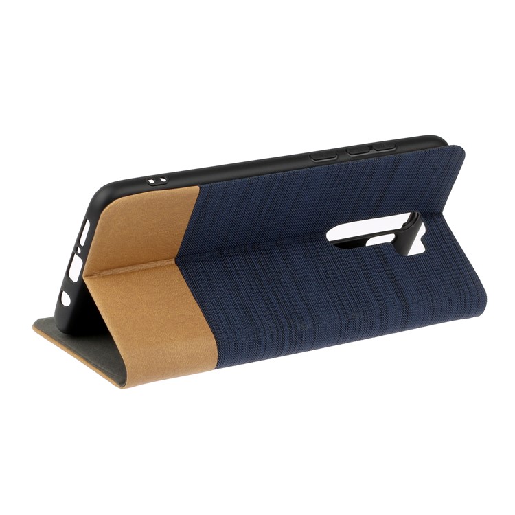Cloth Leather Stand Cell Shell for Xiaomi Redmi Note 8 Pro - Dark Blue-5