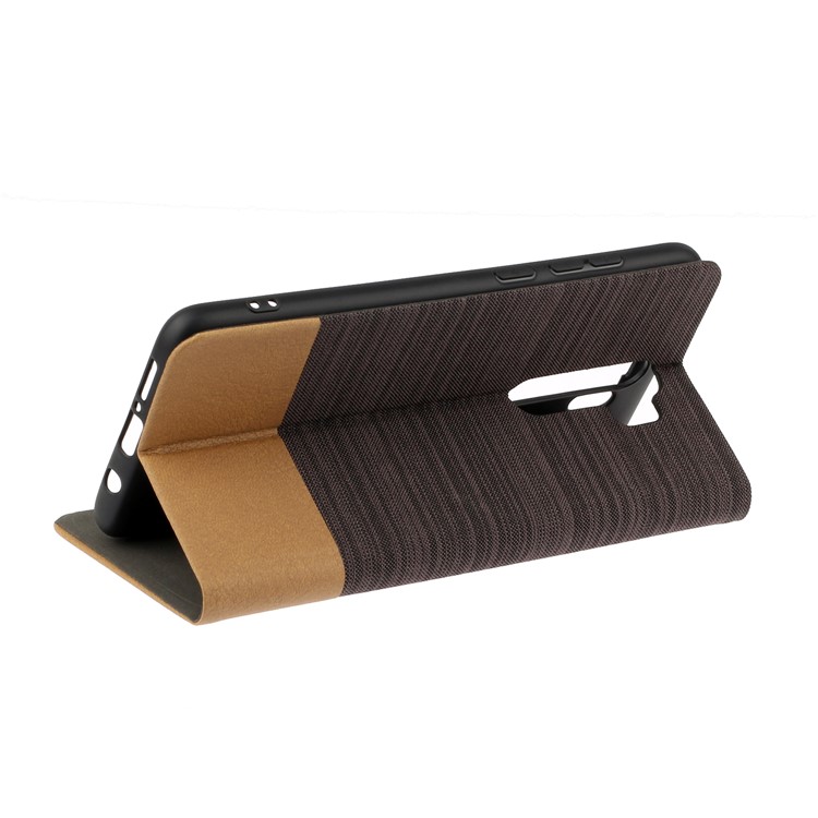 Cloth Leather Stand Cell Shell for Xiaomi Redmi Note 8 Pro - Coffee-4