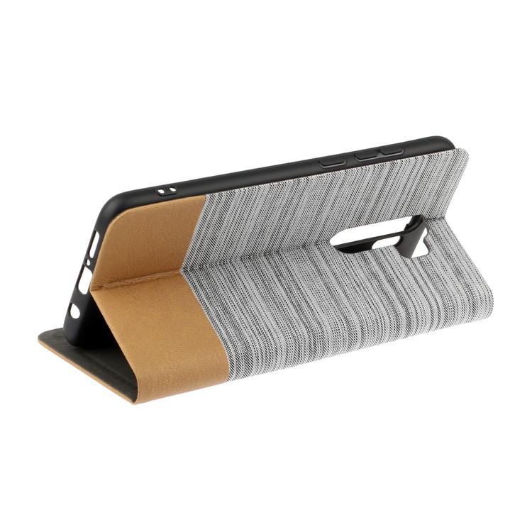 Cloth Leather Stand Cell Shell for Xiaomi Redmi Note 8 Pro - Light Grey-4