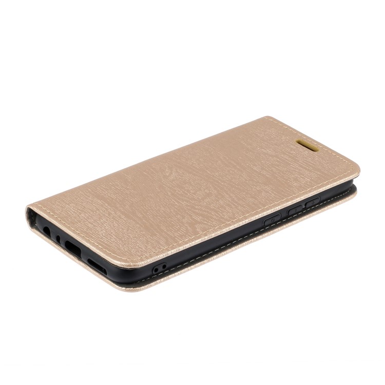 Auto-absorbing Tree Bark Skin Leather Flip Case for Xiaomi Redmi Note 8 - Gold-2