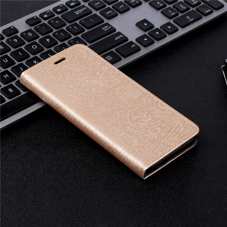 Auto-absorbing Tree Bark Skin Leather Flip Case for Xiaomi Redmi Note 8 - Gold-5