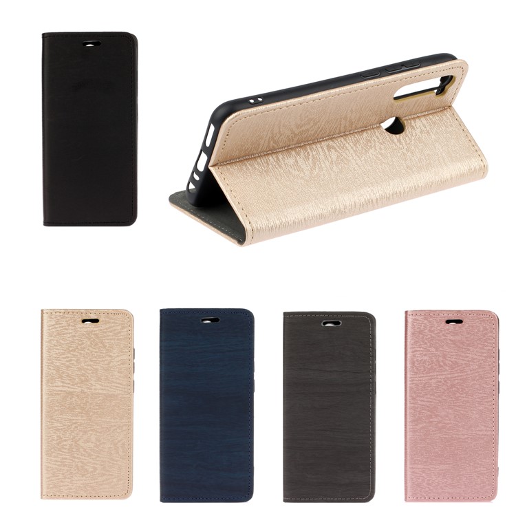 Auto-absorbing Tree Bark Skin Leather Flip Case for Xiaomi Redmi Note 8 - Gold-6