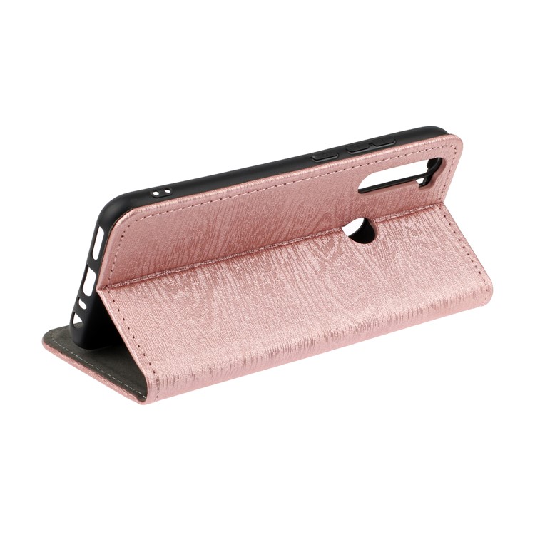 Caso De Auto-absorción De La Corteza Del árbol De La Piel Del Cuero Del Tirón Para Xiaomi Redmi Nota 8 - Oro Rosa-3