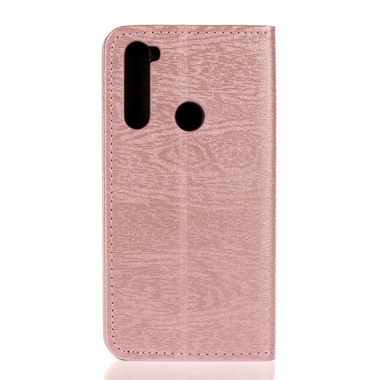 Caso De Auto-absorción De La Corteza Del árbol De La Piel Del Cuero Del Tirón Para Xiaomi Redmi Nota 8 - Oro Rosa-4