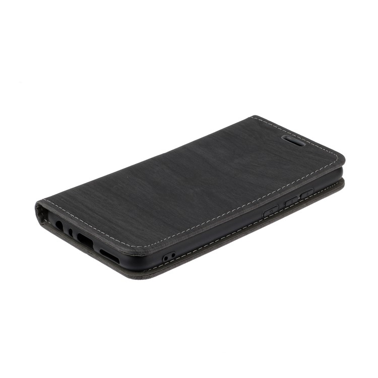 Casca De Árvore Da Pele Do Caso Da Aleta De Couro De Absorção De Auto Para Xiaomi Redmi Nota 8 - Café-2
