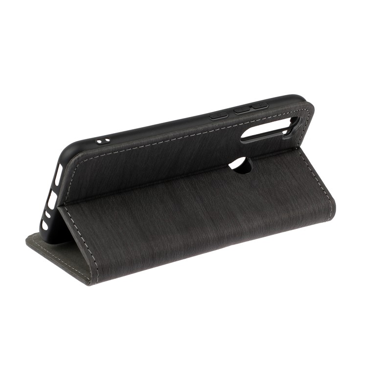Casca De Árvore Da Pele Do Caso Da Aleta De Couro De Absorção De Auto Para Xiaomi Redmi Nota 8 - Café-3