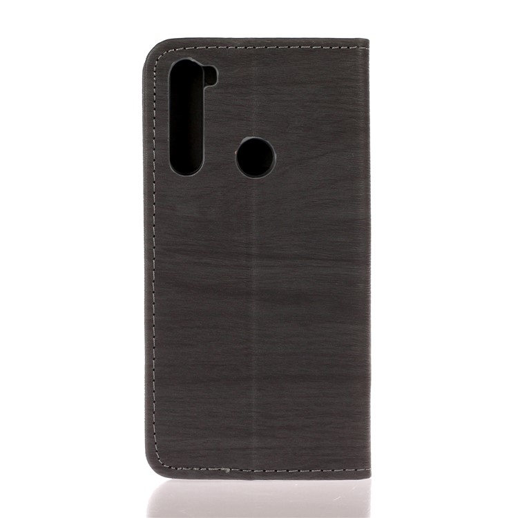 Casca De Árvore Da Pele Do Caso Da Aleta De Couro De Absorção De Auto Para Xiaomi Redmi Nota 8 - Café-4