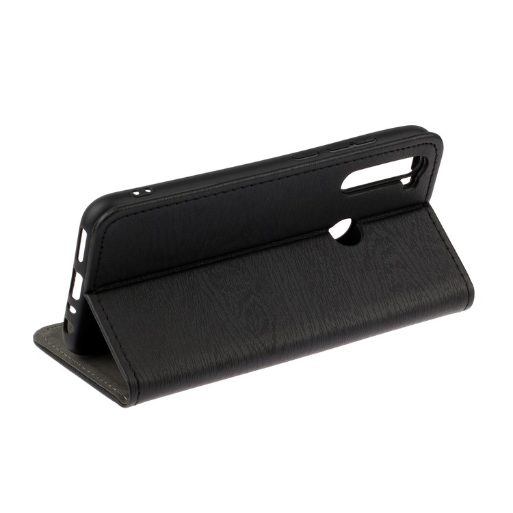 Auto-absorbing Tree Bark Skin Leather Flip Case for Xiaomi Redmi Note 8 - Black-3