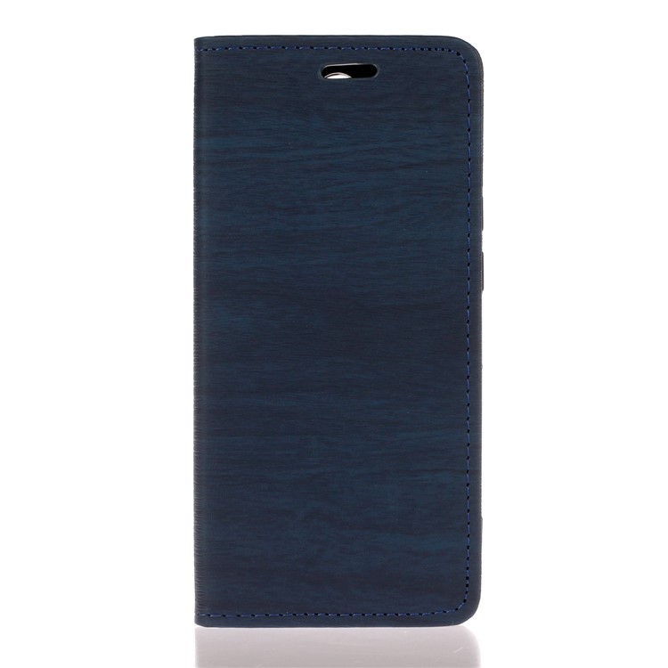 Auto-absorbing Tree Bark Skin Leather Flip Case for Xiaomi Redmi Note 8 - Blue-1