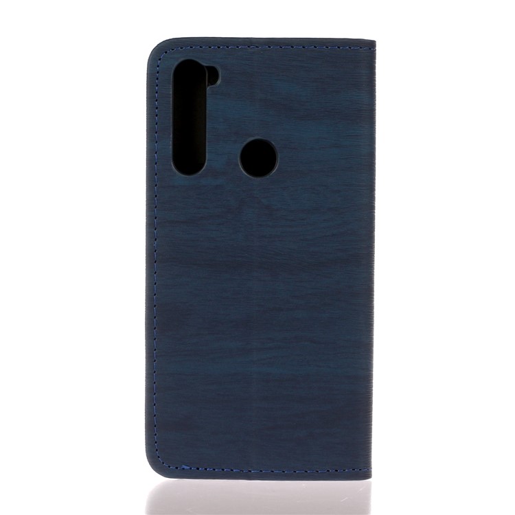 Auto-absorbing Tree Bark Skin Leather Flip Case for Xiaomi Redmi Note 8 - Blue-4