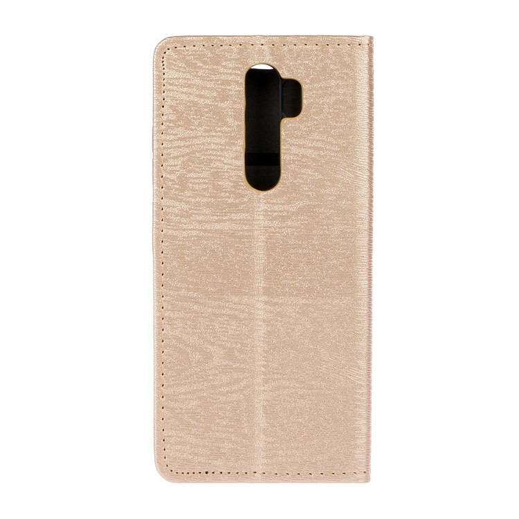 Auto-absorbing Tree Bark Texture Leather Flip Casing for Xiaomi Redmi Note 8 Pro - Gold-2