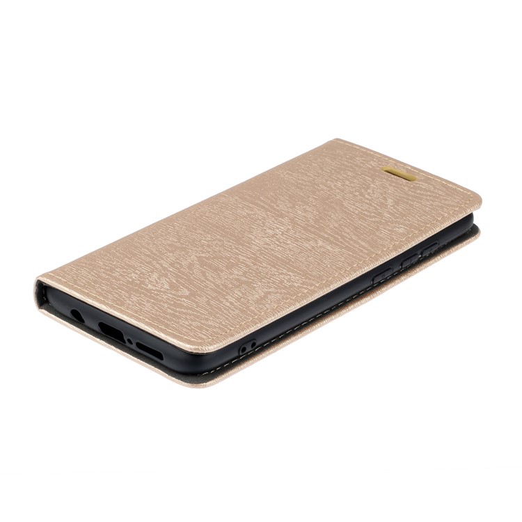 Auto-absorbing Tree Bark Texture Leather Flip Casing for Xiaomi Redmi Note 8 Pro - Gold-3